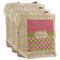 Pink & Green Dots 3 Reusable Cotton Grocery Bags - Front View