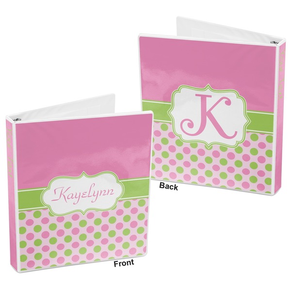Pink & Green Dots 3-Ring Binder Front and Back