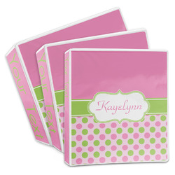 Pink & Green Dots 3-Ring Binder (Personalized)