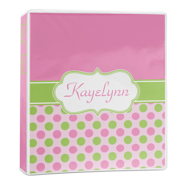 Custom Pink & Green Dots 3-Ring Binder - 1 inch (Personalized)