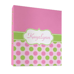 Pink & Green Dots 3 Ring Binder - Full Wrap - 1" (Personalized)
