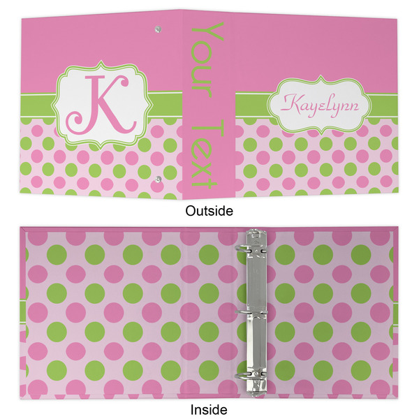Pink & Green Dots 3 Ring Binders - Full Wrap - 2" - APPROVAL