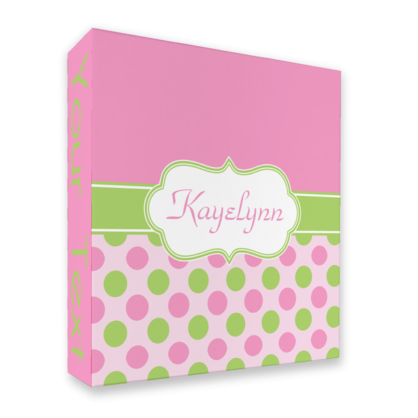 Pink & Green Dots 3 Ring Binders - Full Wrap - 2" - FRONT