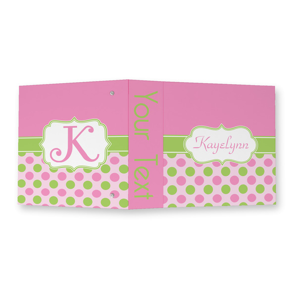 Pink & Green Dots 3 Ring Binders - Full Wrap - 2" - OPEN OUTSIDE