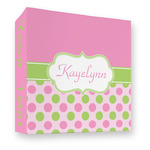 Pink & Green Dots 3 Ring Binder - Full Wrap - 3" (Personalized)