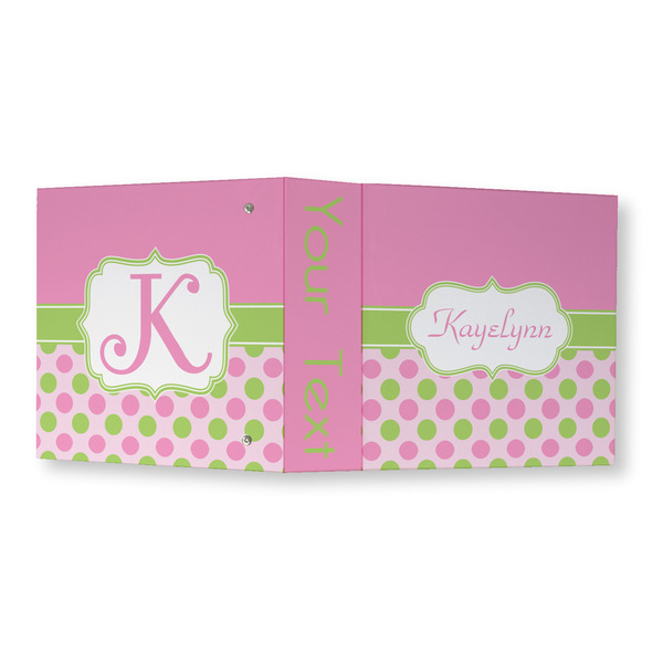 Pink & Green Dots 3 Ring Binders - Full Wrap - 3" - OPEN OUTSIDE
