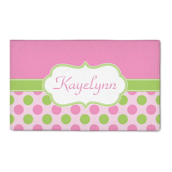 Custom Pink & Green Dots 3' x 5' Patio Rug (Personalized)