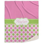 Pink & Green Dots Sherpa Throw Blanket - 50"x60" (Personalized)