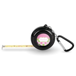 Pink & Green Dots Pocket Tape Measure - 6 Ft w/ Carabiner Clip (Personalized)