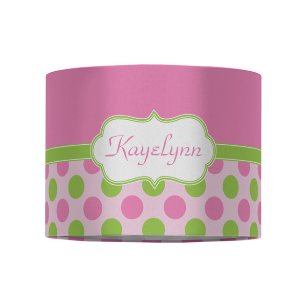 Pink & Green Dots 8" Drum Lampshade - FRONT (Fabric)