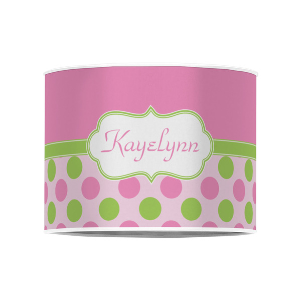 Pink & Green Dots 8" Drum Lampshade - FRONT (Poly Film)