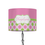 Pink & Green Dots 8" Drum Lamp Shade - Fabric (Personalized)
