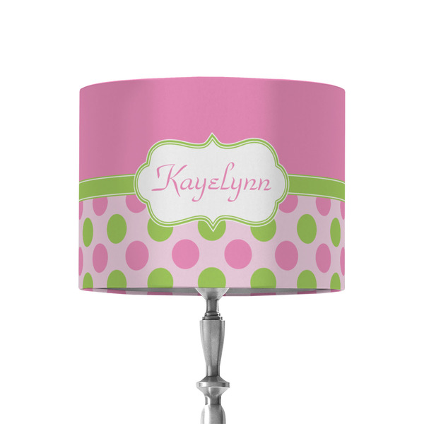 Custom Pink & Green Dots 8" Drum Lamp Shade - Fabric (Personalized)