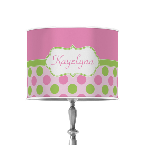 Custom Pink & Green Dots 8" Drum Lamp Shade - Poly-film (Personalized)