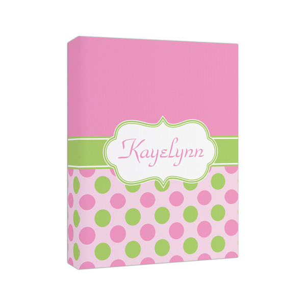 Pink & Green Dots 8x10 - Canvas Print - Angled View