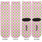 Pink & Green Dots Adult Crew Socks - Double Pair - Front and Back - Apvl