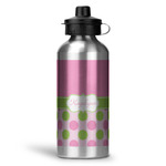 Pink & Green Dots Water Bottle - Aluminum - 20 oz (Personalized)