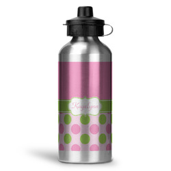Pink & Green Dots Water Bottle - Aluminum - 20 oz (Personalized)