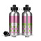 Pink & Green Dots Aluminum Water Bottle - Front and Back