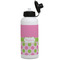 Pink & Green Dots Aluminum Water Bottle - White Front