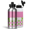 Pink & Green Dots Aluminum Water Bottles - MAIN (white &silver)