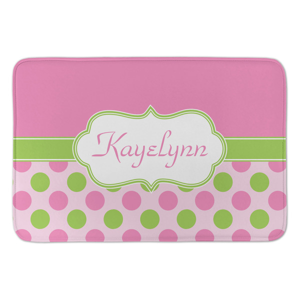 Custom Pink & Green Dots Anti-Fatigue Kitchen Mat (Personalized)