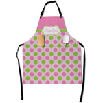 Pink & Green Dots Apron With Pockets w/ Name or Text