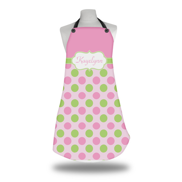 Pink & Green Dots Apron on Mannequin