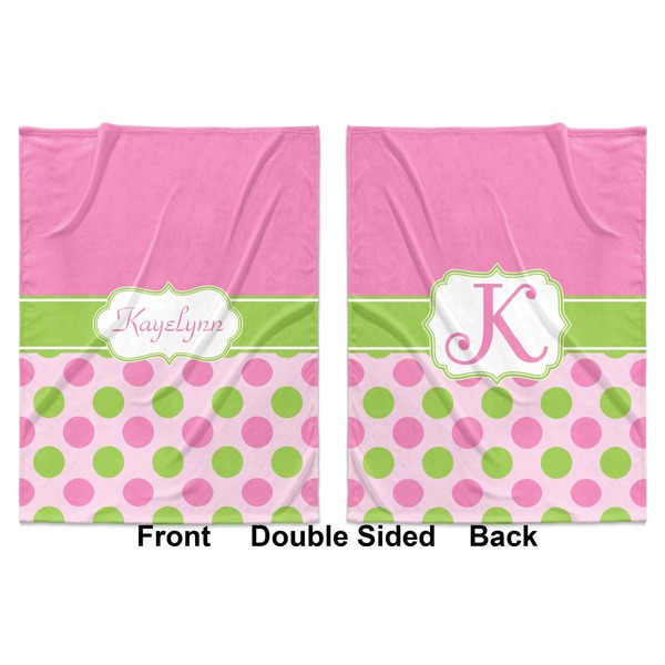 Pink & Green Dots Baby Blanket (Double Sided - Printed Front and Back)