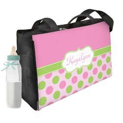 Pink & Green Dots Diaper Bag w/ Name or Text
