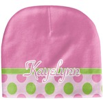 Pink & Green Dots Baby Hat (Beanie) (Personalized)