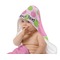 Pink & Green Dots Baby Hooded Towel on Child