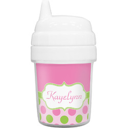 Pink & Green Dots Baby Sippy Cup (Personalized)
