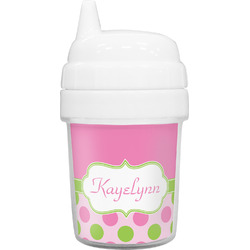 Pink & Green Dots Baby Sippy Cup (Personalized)