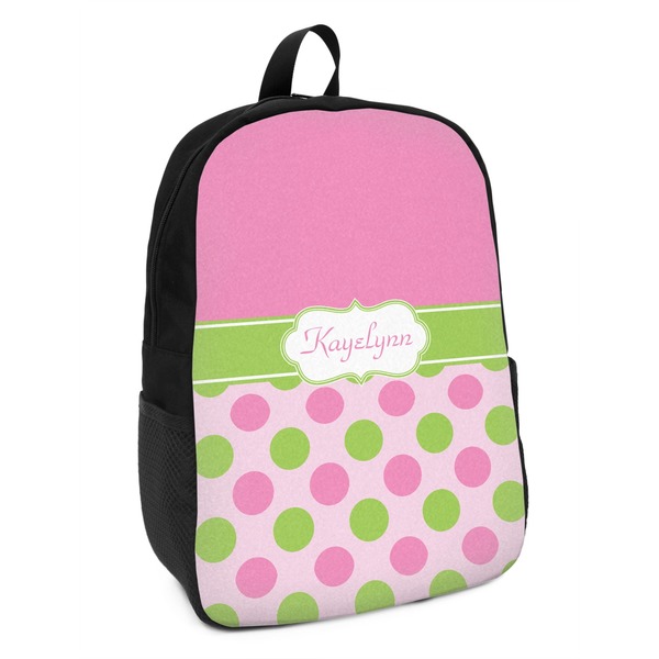 Custom Pink & Green Dots Kids Backpack (Personalized)