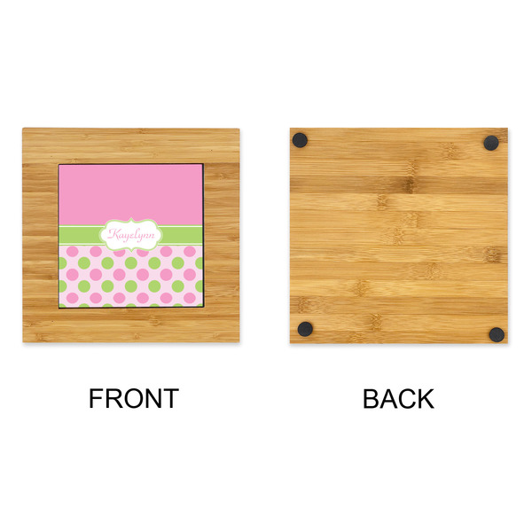 Pink & Green Dots Bamboo Trivet with 6" Tile - APPROVAL