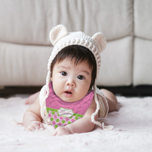 Pink & Green Dots Bandana Bib - (Lifestyle 2 girl)