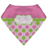 Pink & Green Dots Bandana Bib (Personalized)
