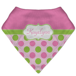 Pink & Green Dots Bandana Bib (Personalized)