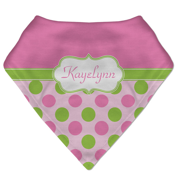 Custom Pink & Green Dots Bandana Bib (Personalized)