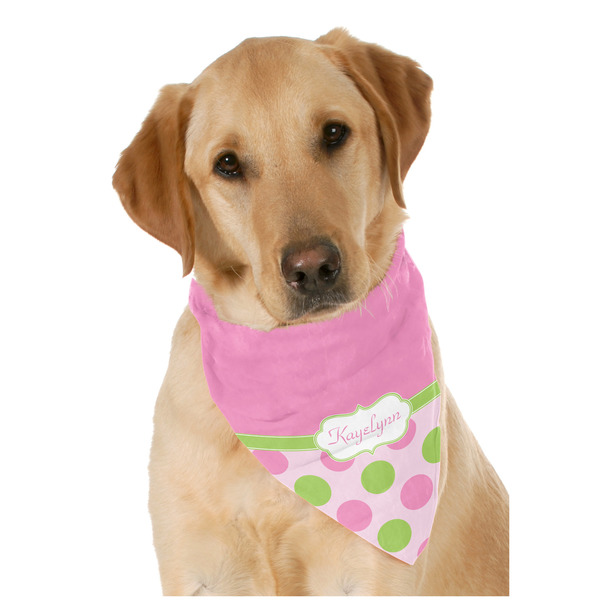 Custom Pink & Green Dots Dog Bandana Scarf w/ Name or Text