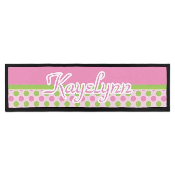 Custom Pink & Green Dots Bar Mat (Personalized)