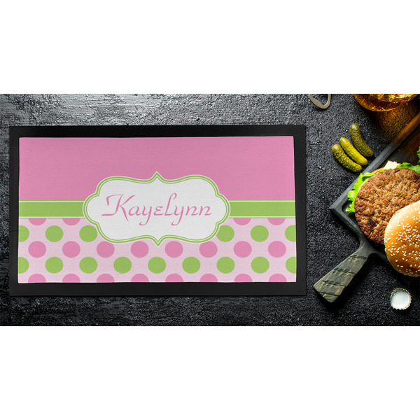 Pink & Green Dots Bar Mat - Small - LIFESTYLE