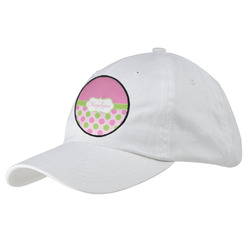 Pink & Green Dots Baseball Cap - White (Personalized)