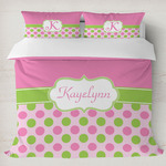 Pink & Green Dots Duvet Cover Set - King (Personalized)