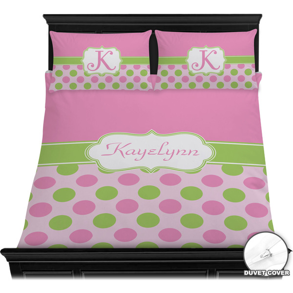 Pink & Green Dots Bedding Set (Queen) - Duvet