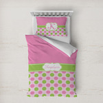 Pink & Green Dots Duvet Cover Set - Twin XL (Personalized)