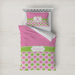 Pink & Green Dots Duvet Cover Set - Twin XL (Personalized)