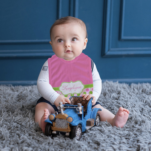 Pink & Green Dots Bib Lifestyle Boy
