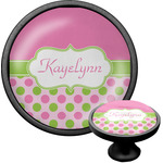 Pink & Green Dots Cabinet Knob (Black) (Personalized)